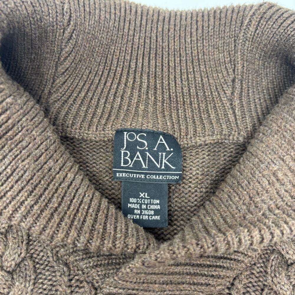 Jos. A. Bank Mens XL Brown Cable Knit Long Sleeve Shawl Collar Pullover Sweater - Picture 2 of 5